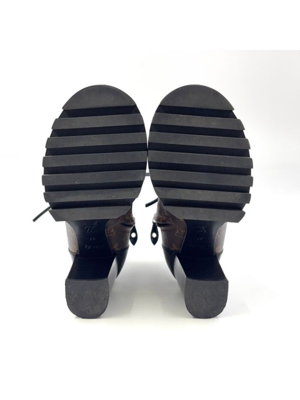 Louis Vuitton Star Trail Line Ankle Boots Monogram Enamel Leather Brown Black - Picture 9 of 15